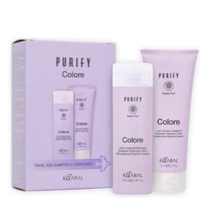COLORE TRAVEL KIT Šampūnas ir kondicionierius dažytiems plaukams su pasifloros, acai bei ryžių ekstraktais, 100 ml+75 ml
